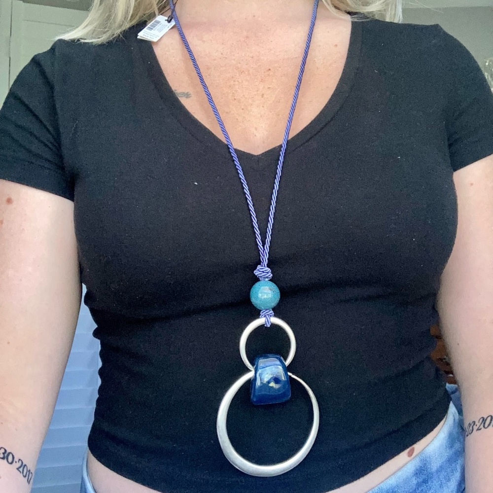 Chico’s long blue and silver necklace NWT